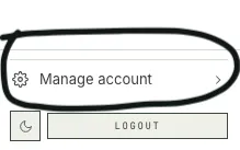 Sidebar footer with the Manage account action